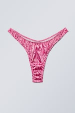 Roze - Braziliaanse slip met satijnen print - 0