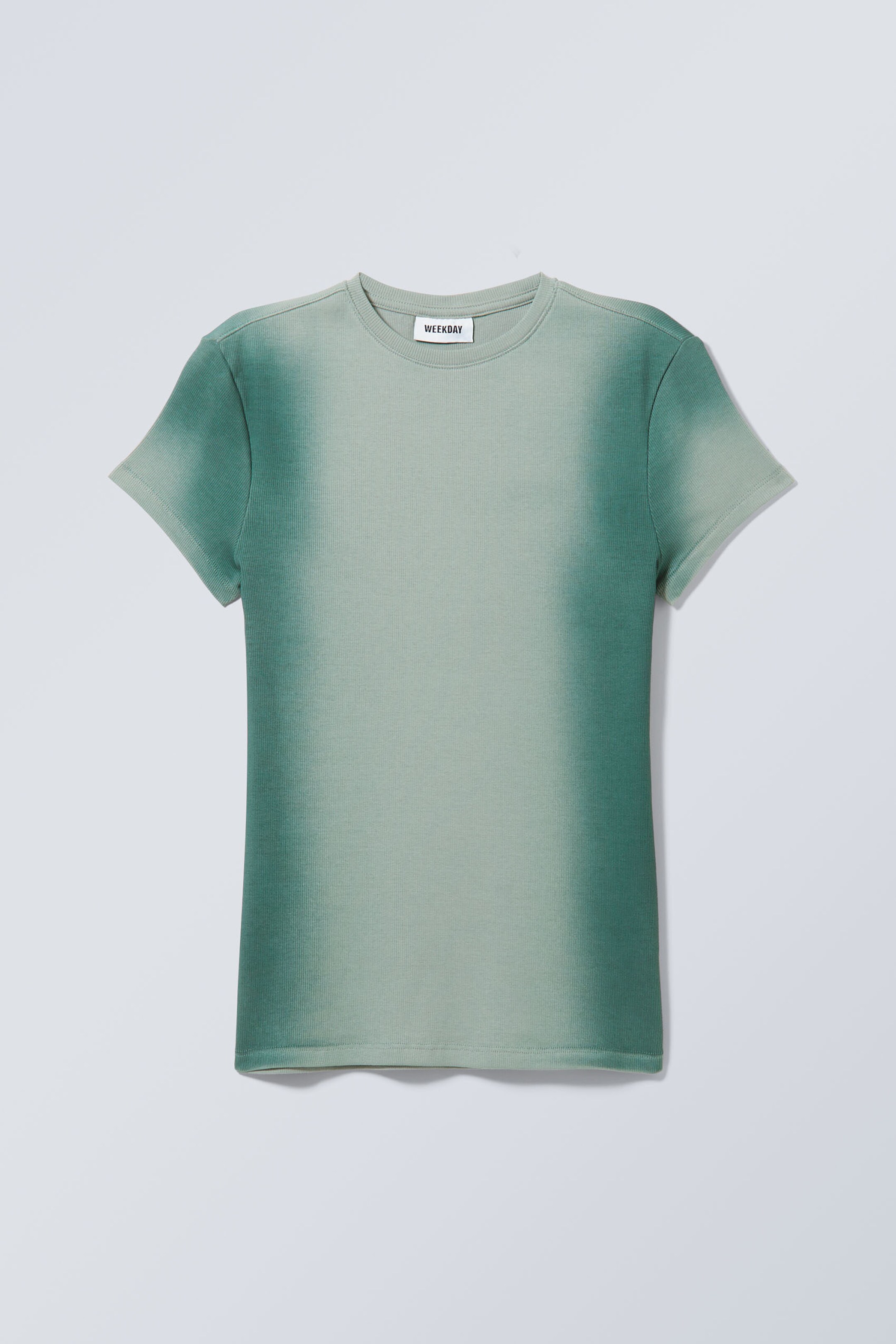 Turquoise Ombre - Close Fitted Dyed Rib T-shirt - 0