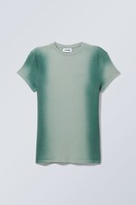 Turquoise Ombre - Close Fitted Dyed Rib T-shirt - 0