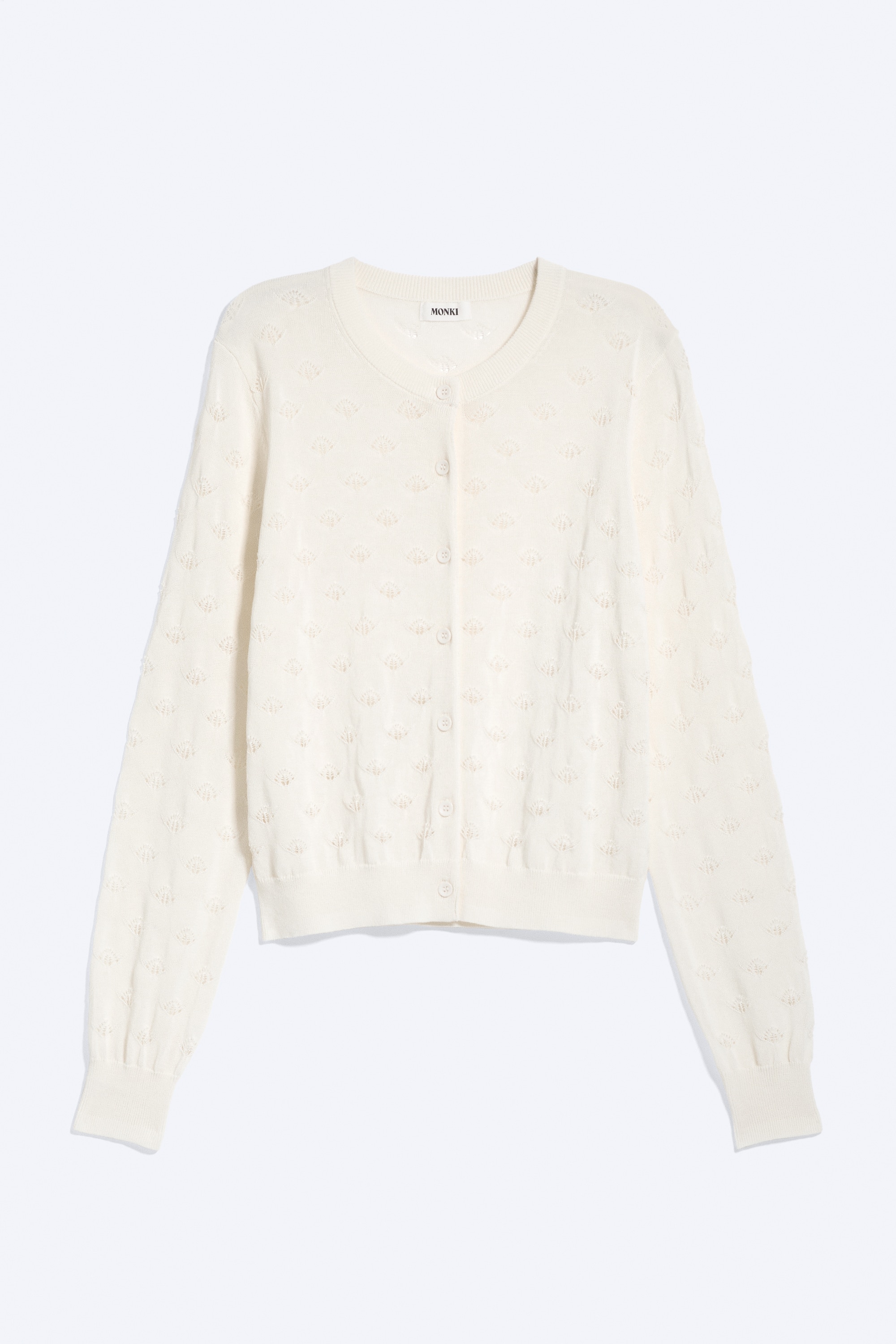 Cardigan aus Pointelle-Strick - Weiß/Gedecktes Hellgelb