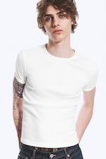 White - Ribbed classic T-shirt - 1