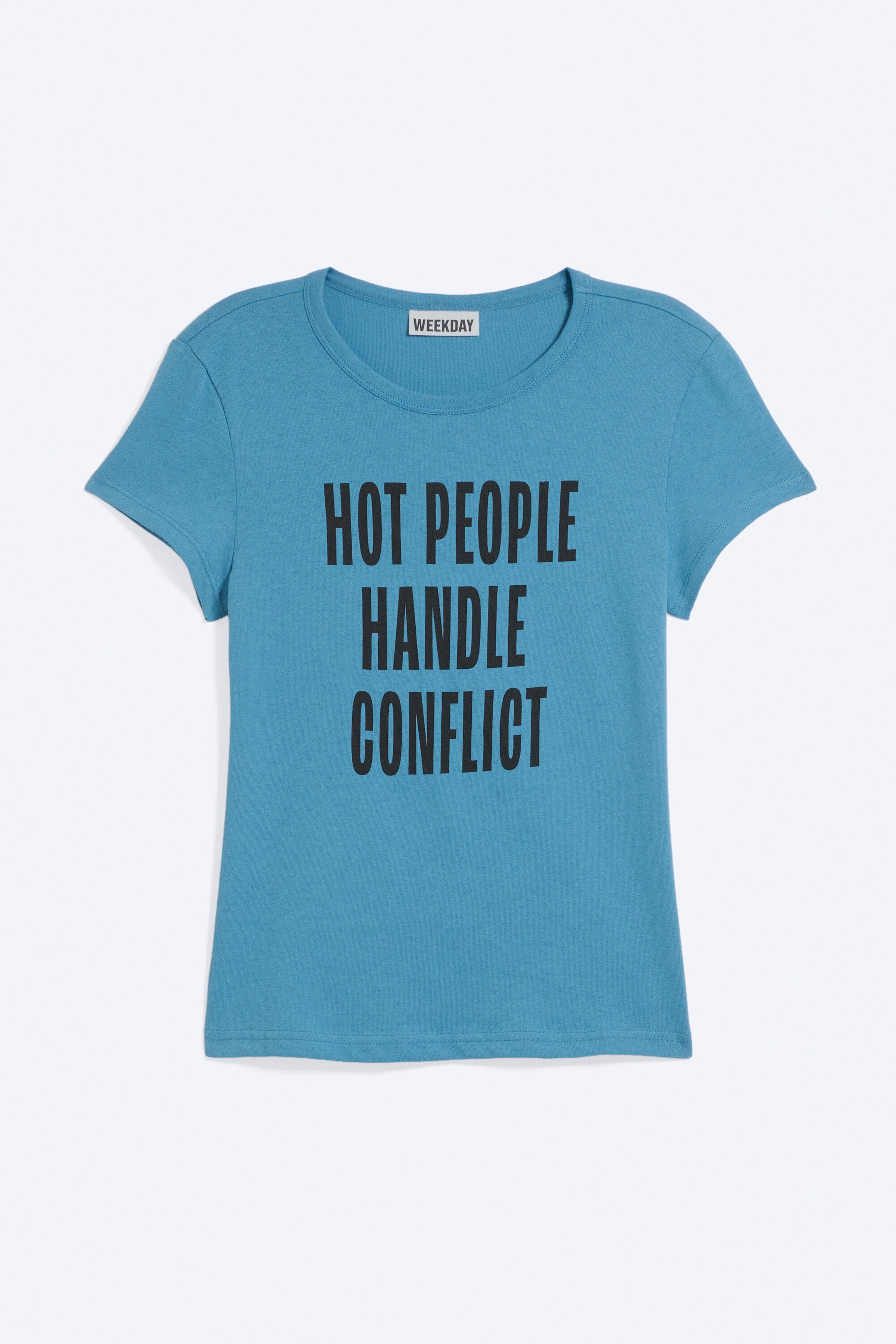 Blue - Boxy T-Shirt mit Print und kurzen Ärmeln - 4