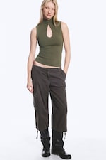 Dark Khaki Green - Keyhole Top - 2