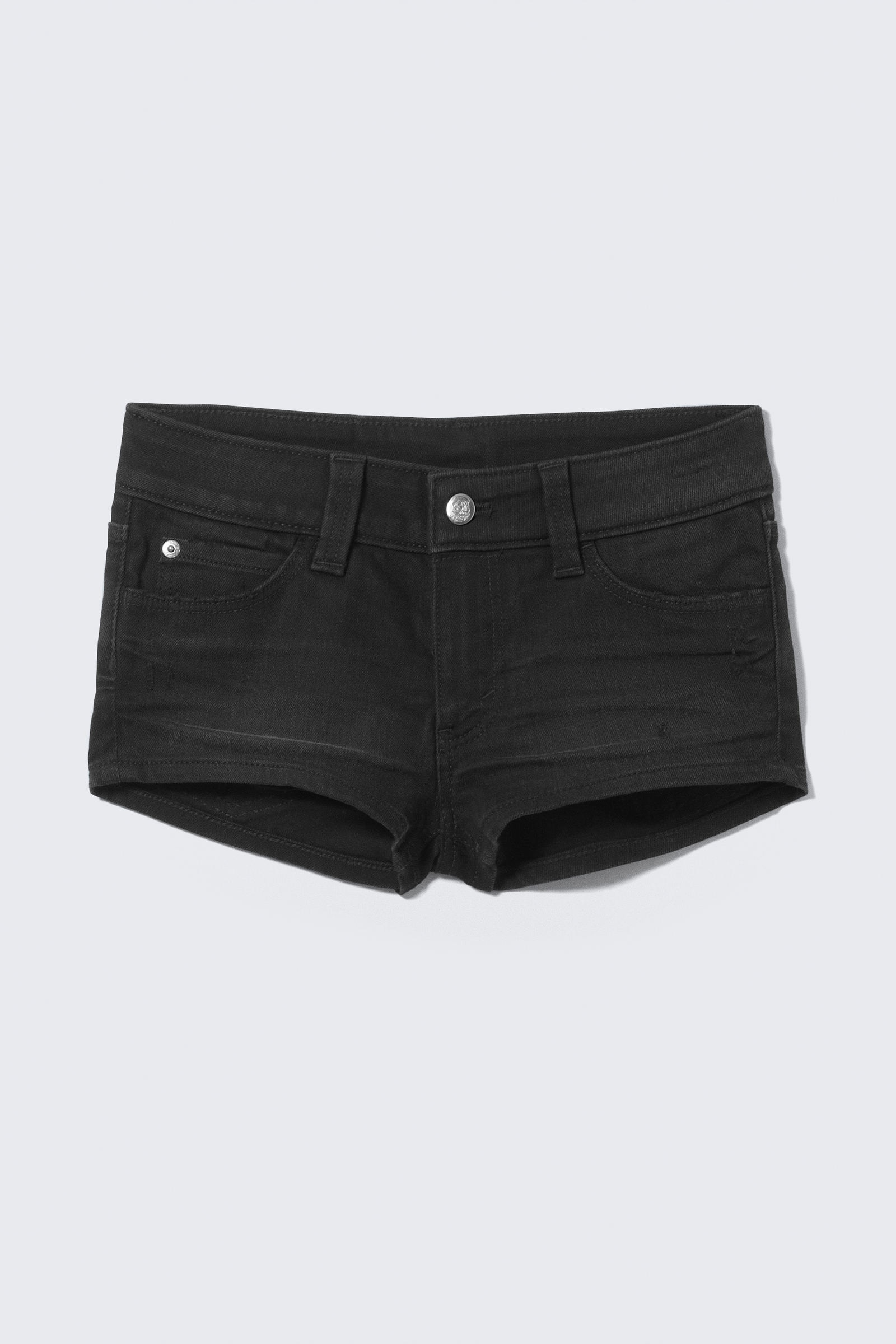 【PORTERNA】Blm Denim Shorts booty bei low rise mini denim shorts - Undone Black - Black