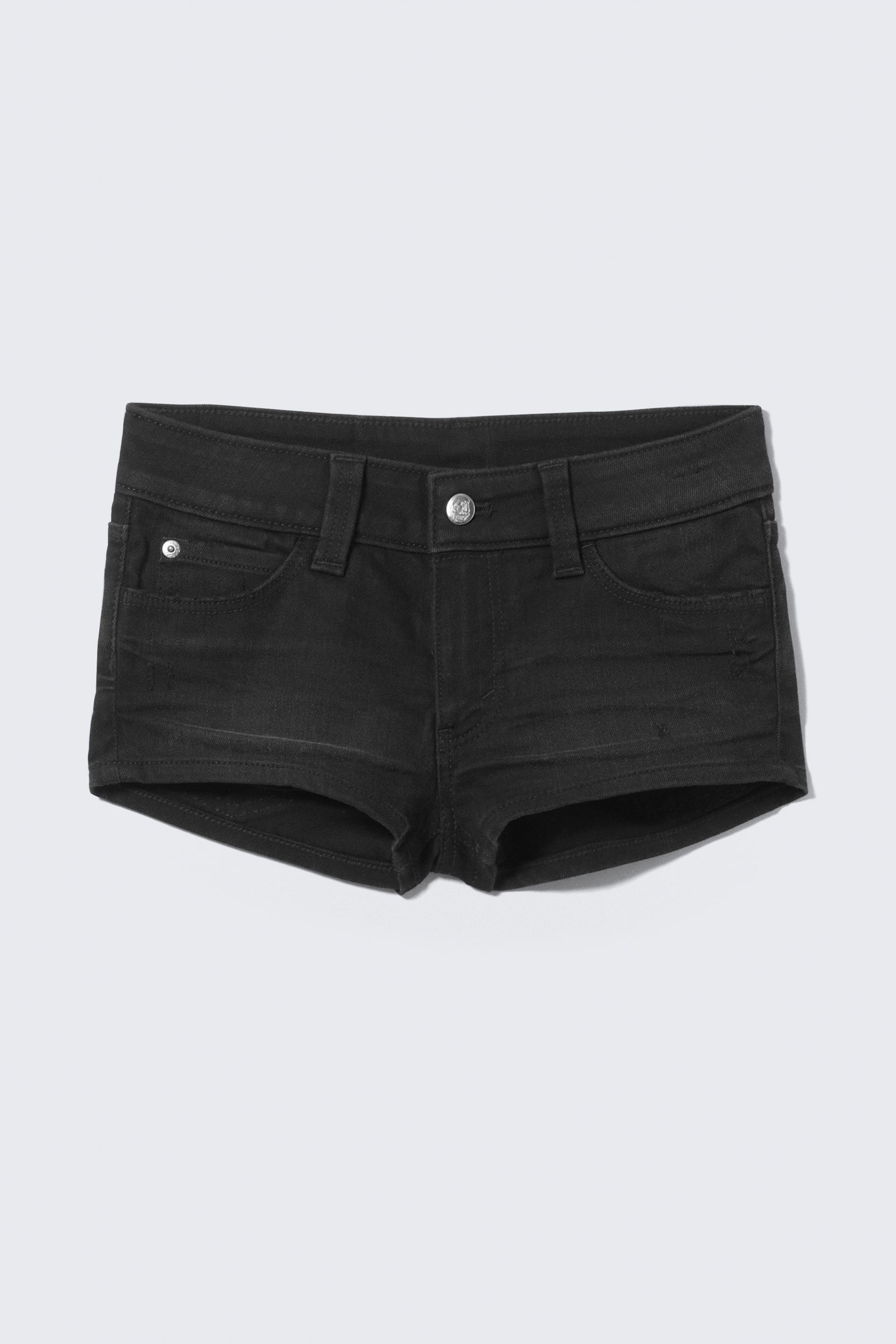 Undone Black - Black - Booty Bei Low Rise Mini Denim Shorts - 7