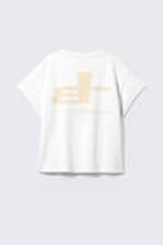 Wit - geel logo - CM x LB boxy uniseks T-shirt met print - 7