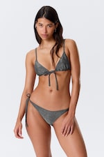 Dark Grey - Glitter - Strappy Tie Bikini Bottoms - 1