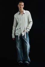 Light Dusty Mole - Slim Tie Detail Lyocell Shirt - 1