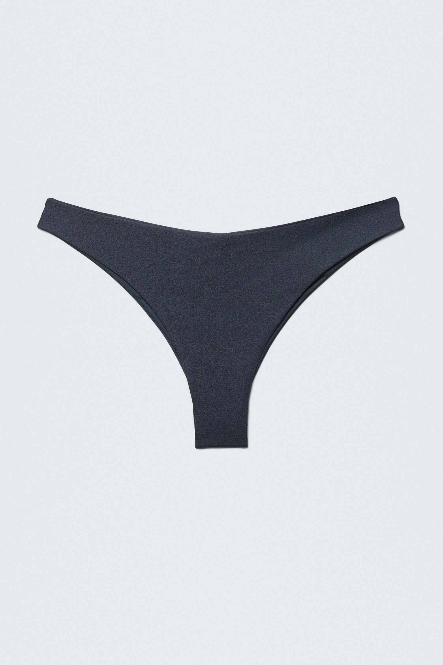 Brazilian Bikini Bottoms - Albastru închis sidefat/Maro închis/Black - 2