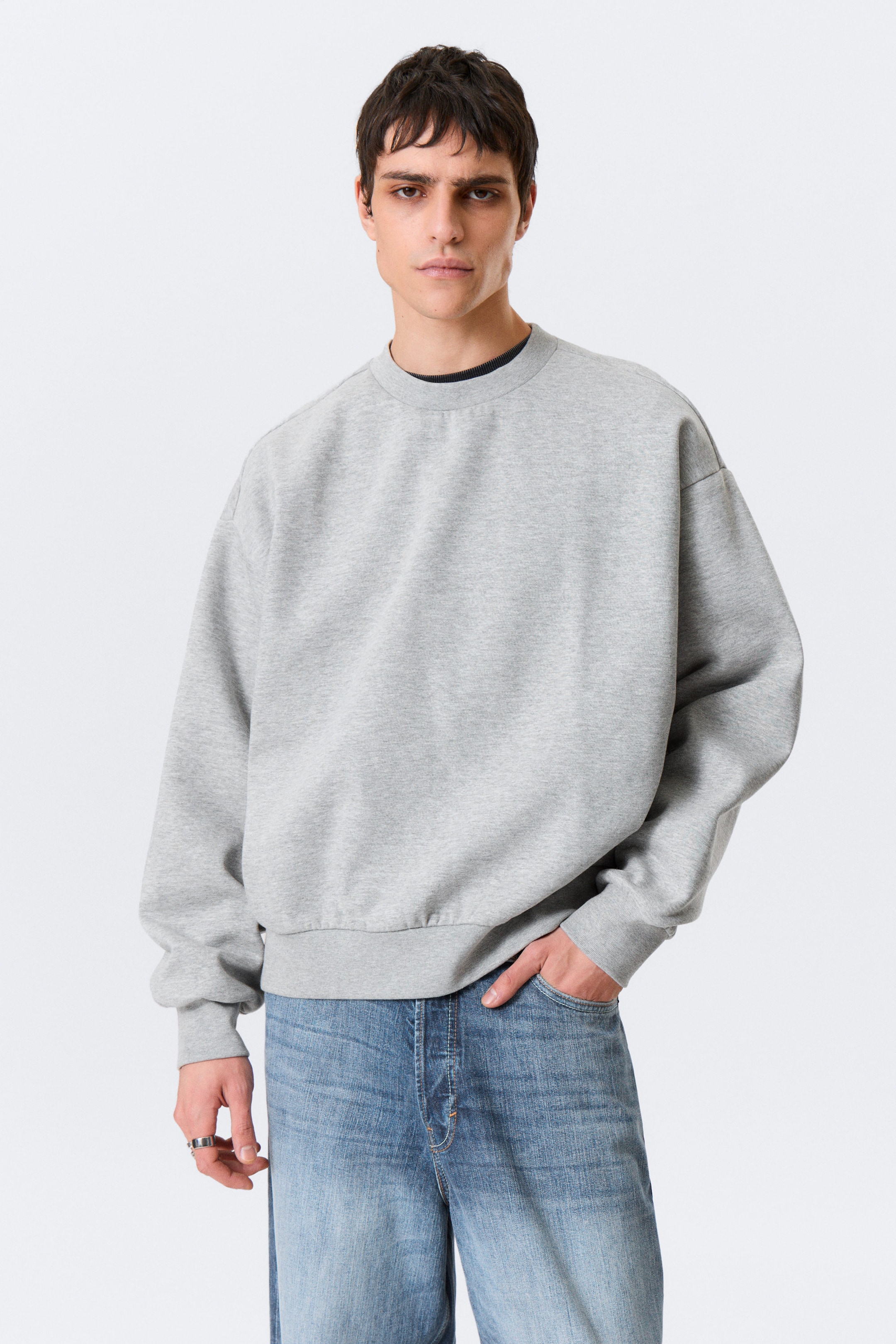 Grau meliert - Sweatshirt mit lockerer Passform - 1