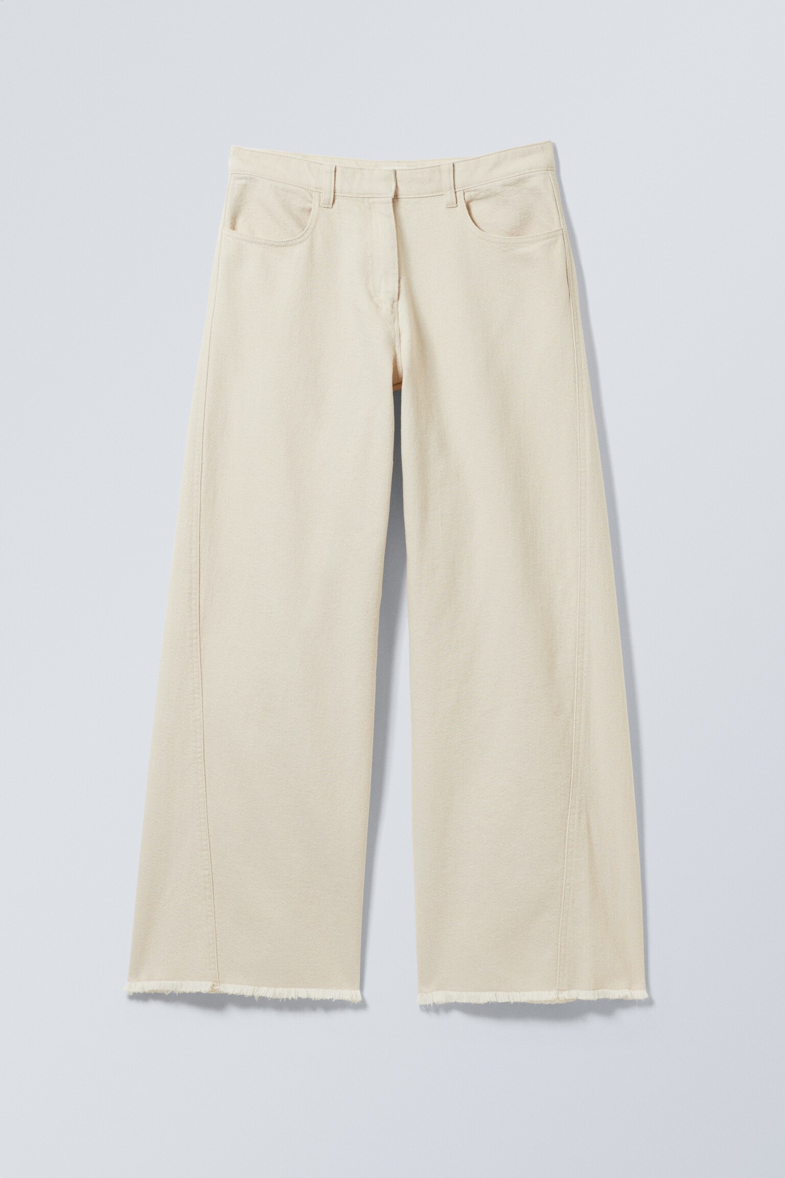 Pantalon baggy taille basse en coton - Beige clair