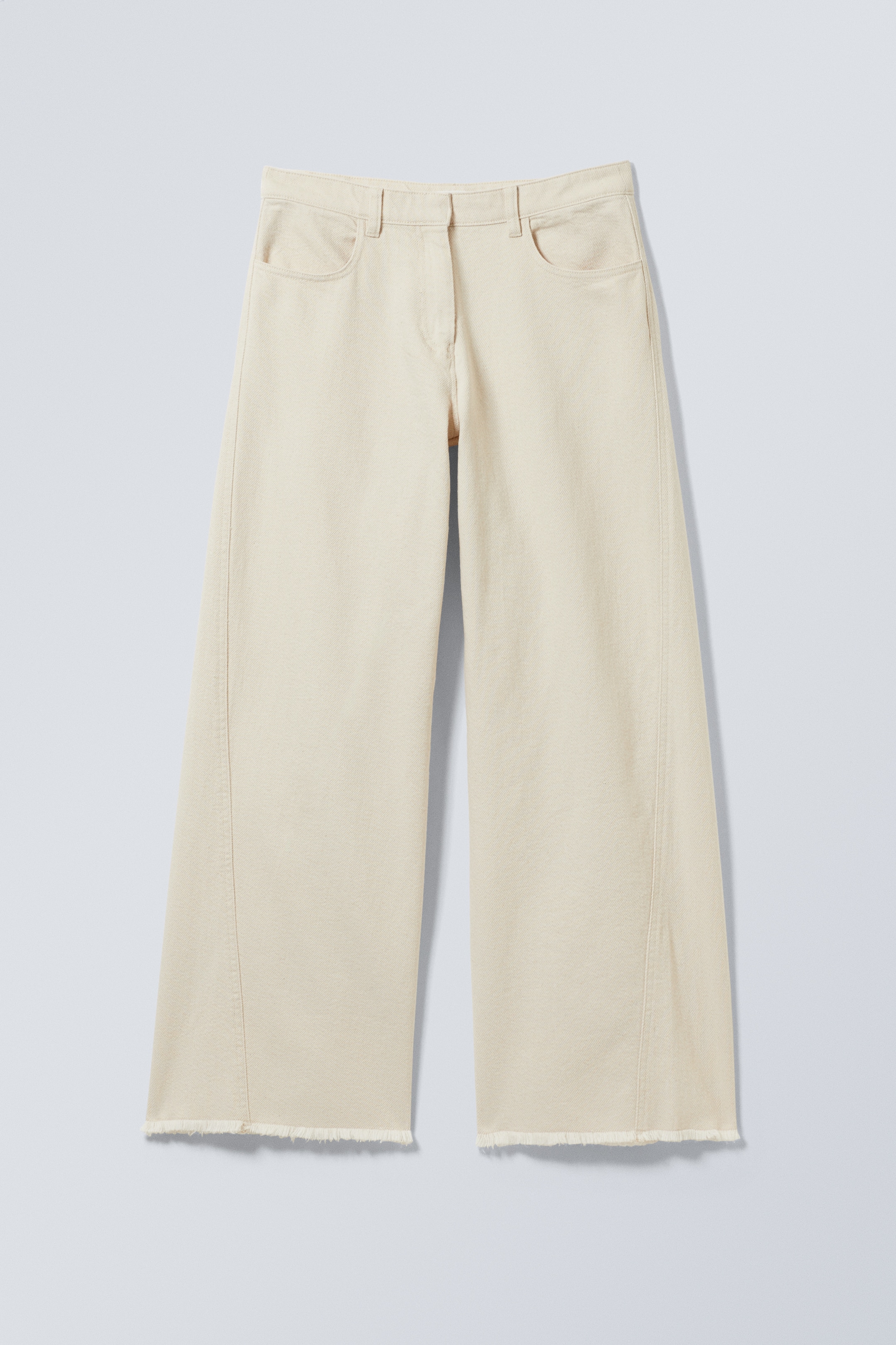 Grotere afbeelding bekijken: Low Rise Baggy Leg Cotton Trousers - Light Beige - DAMES | H&M BE 1