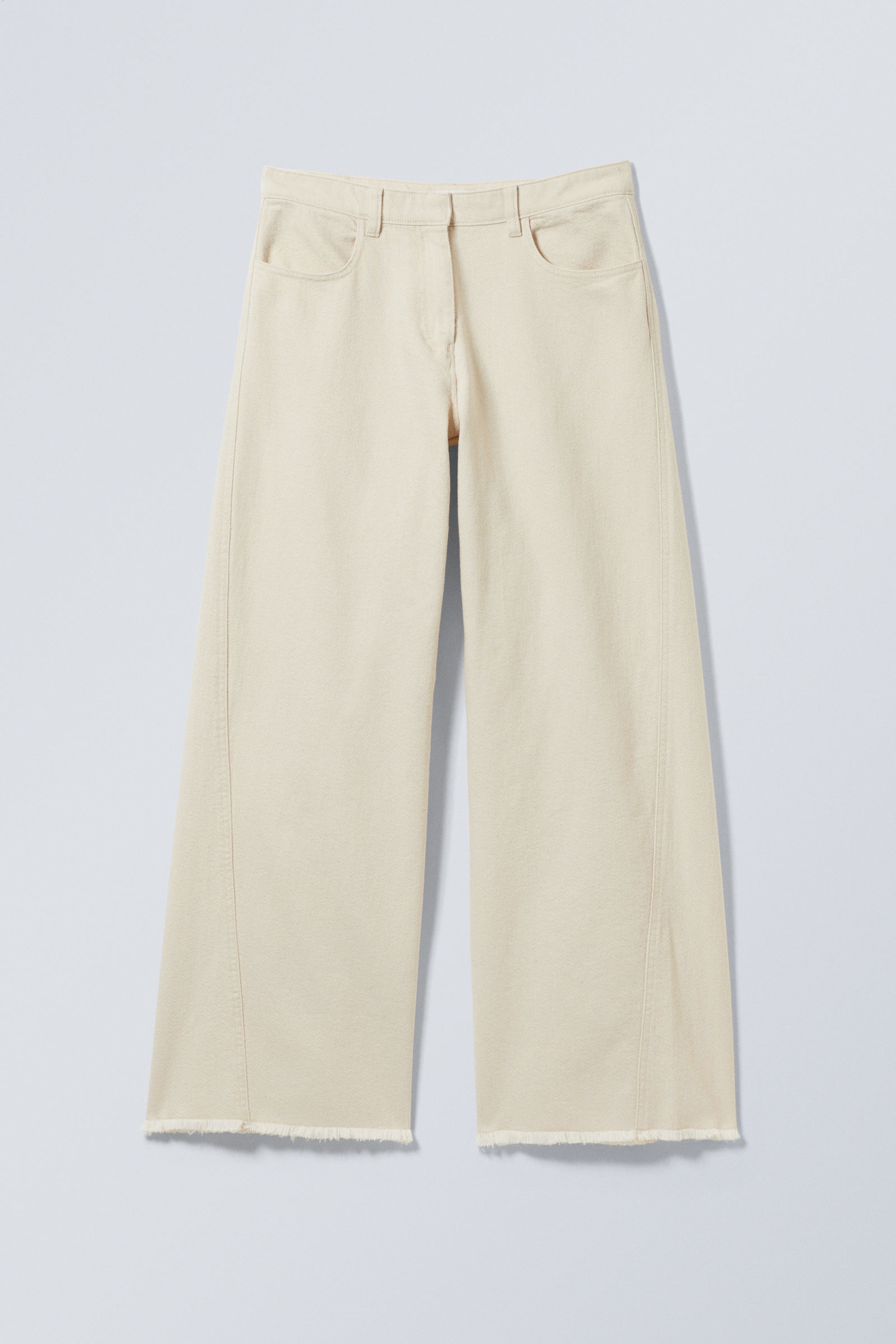 Helles Beige - Baggy-Baumwollhose mit niedrigem Bund - 4