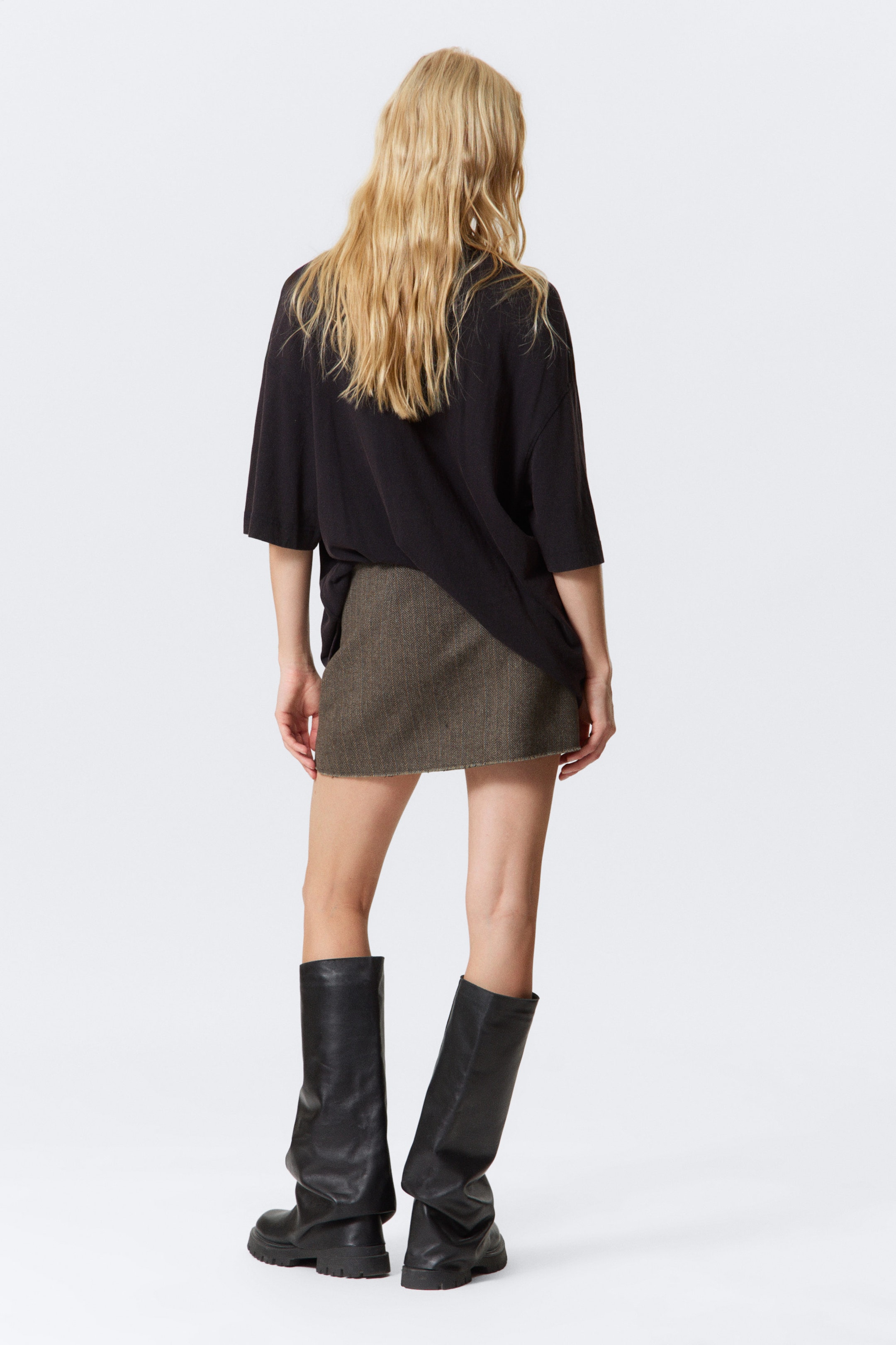 Dark Mole Herringbone - Mini Twill Skirt - 2