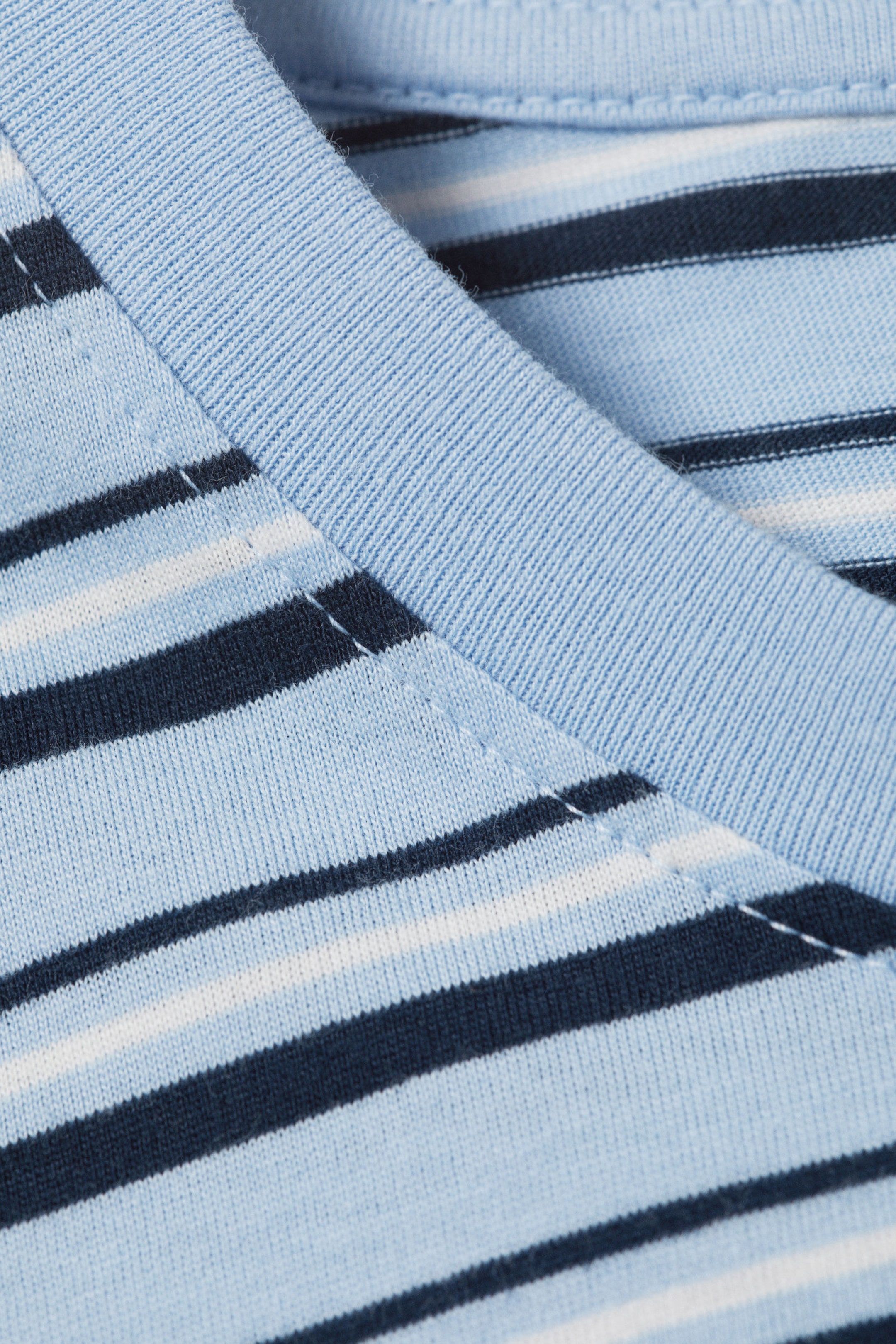 Striped Light Blue - Boxy Fit Long-Sleeved Striped T-shirt - 4