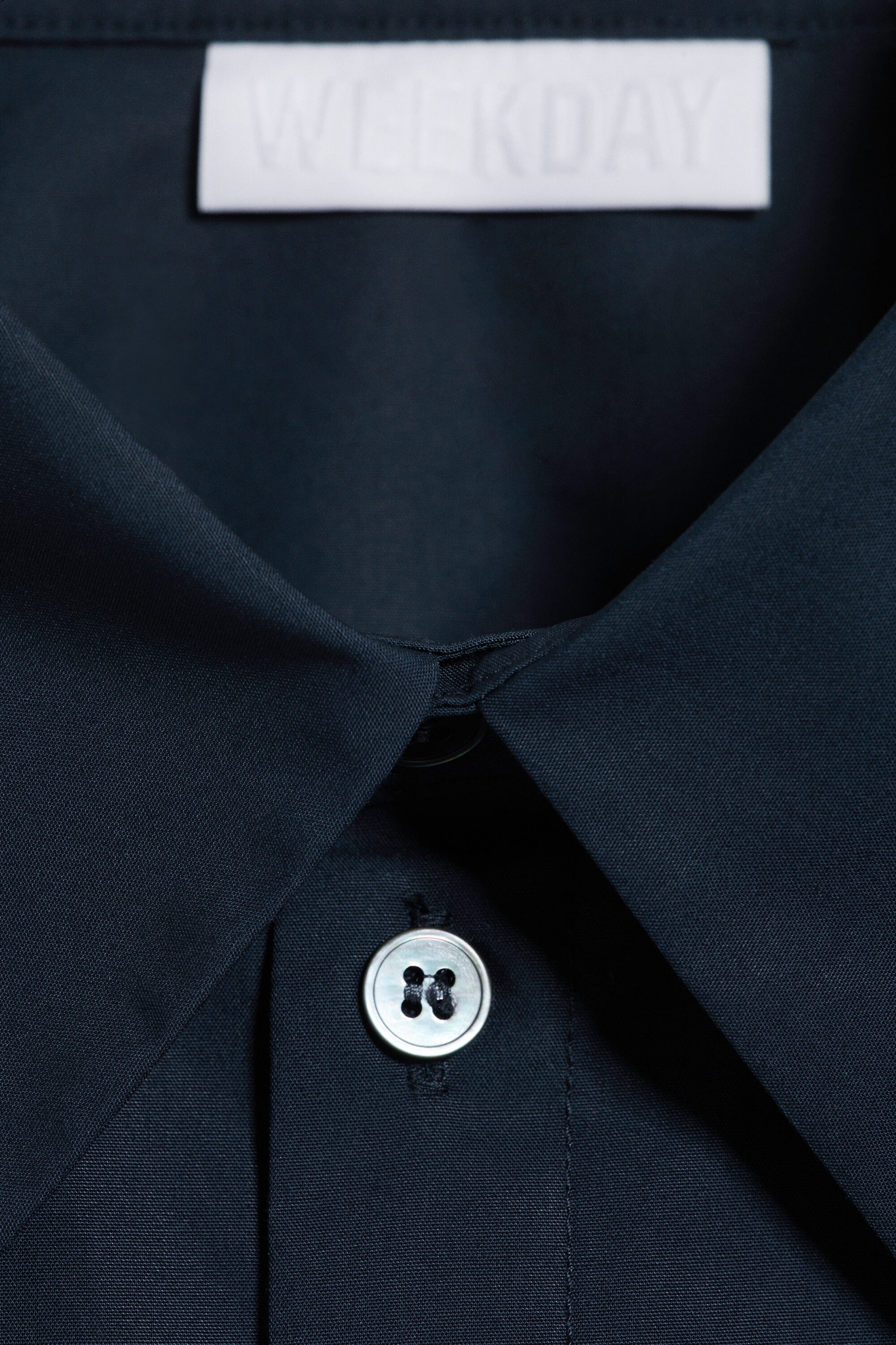 Dark Navy Blue - Waisted Cotton Shirt - 6