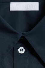 Dark Navy Blue - Waisted Cotton Shirt - 6