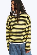 Striped Lime and Khaki Green - Boxy Strickpullover - 0