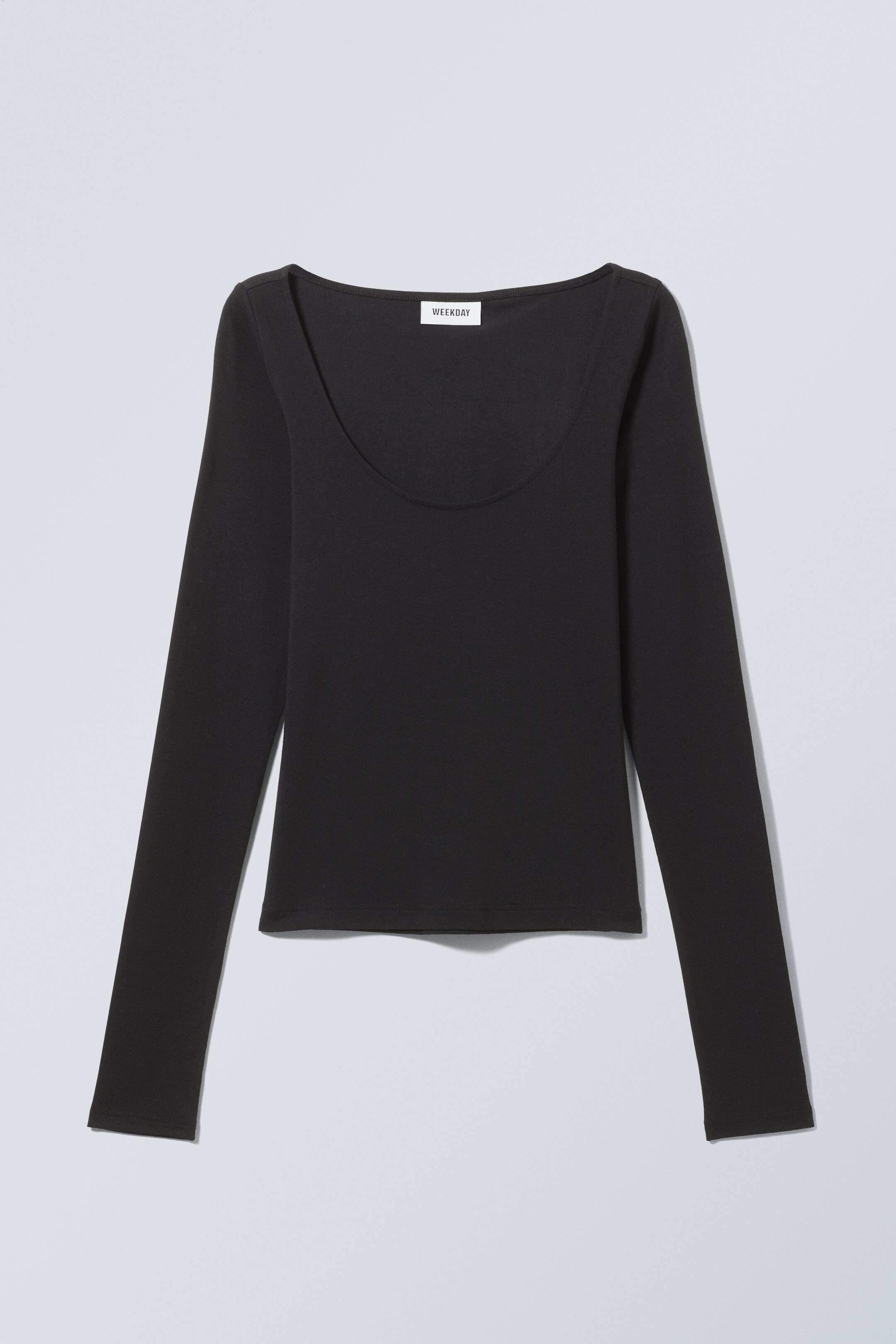 Größeres Bild ansehen: Körpernahes Langarmshirt mit U-Ausschnitt - Schwarz - Ladies | H&M DE 1