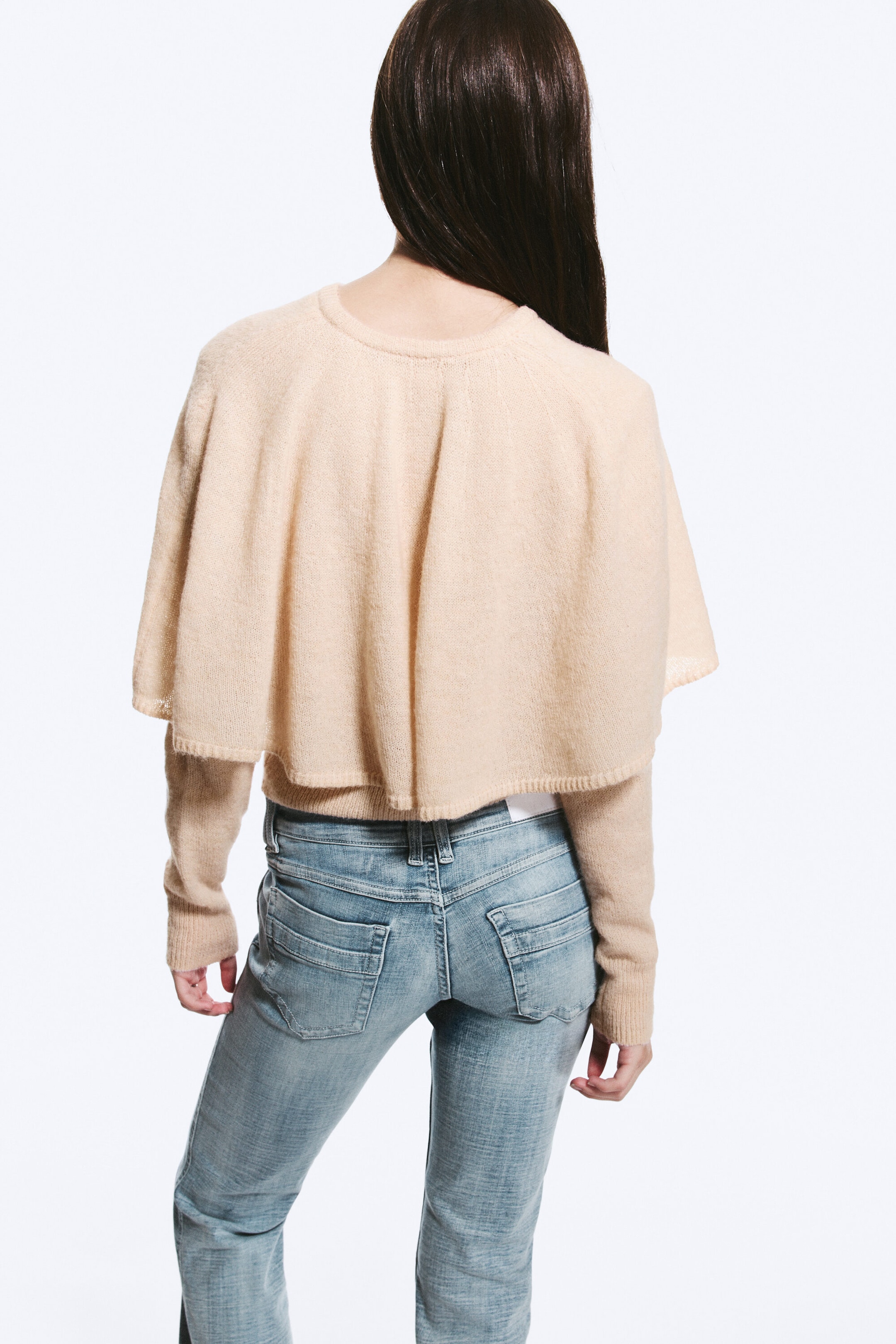 Rose poudré clair - Pull ajusté à détail cape - 3