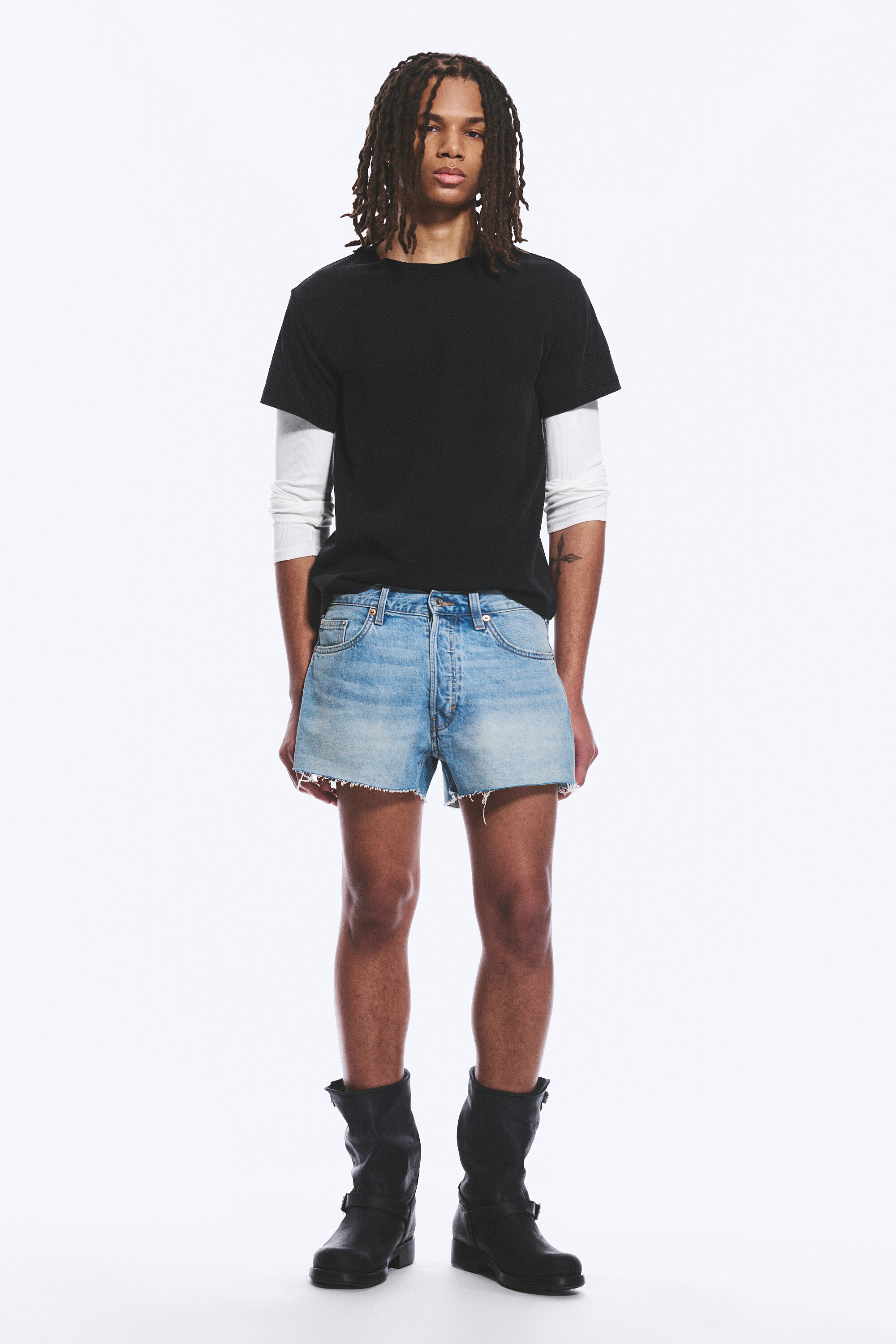 gravity short mid rise loose denim shorts - Kimberley Blue - Light