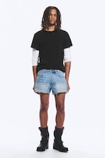 Kimberley Blue - Hellblau - Gravity Short Mid Waist Loose Denim Shorts - 0