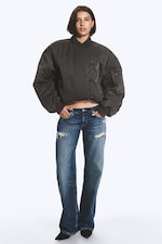 Dunkelgrau - Oversized Bomberjacke - 1