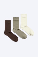 Brown/Mole/White - 3-Pack Viscose-Blend Socks - 0