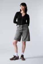 Grey faded - Grijs - Monterey denim short met lage taille - 0