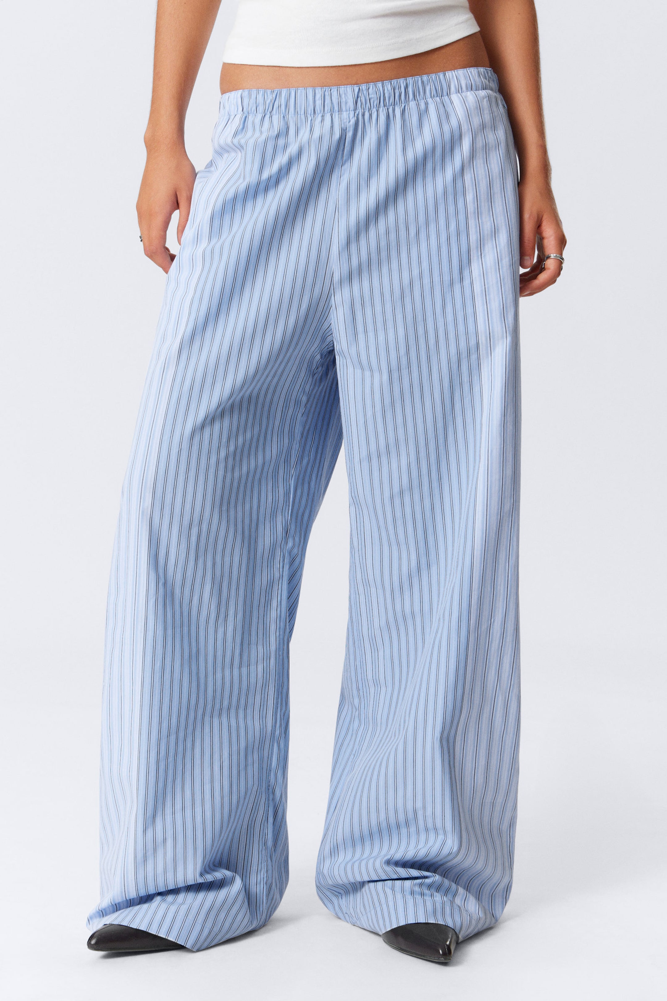 #90A9D1 - Low Loose Cotton Trousers - 2