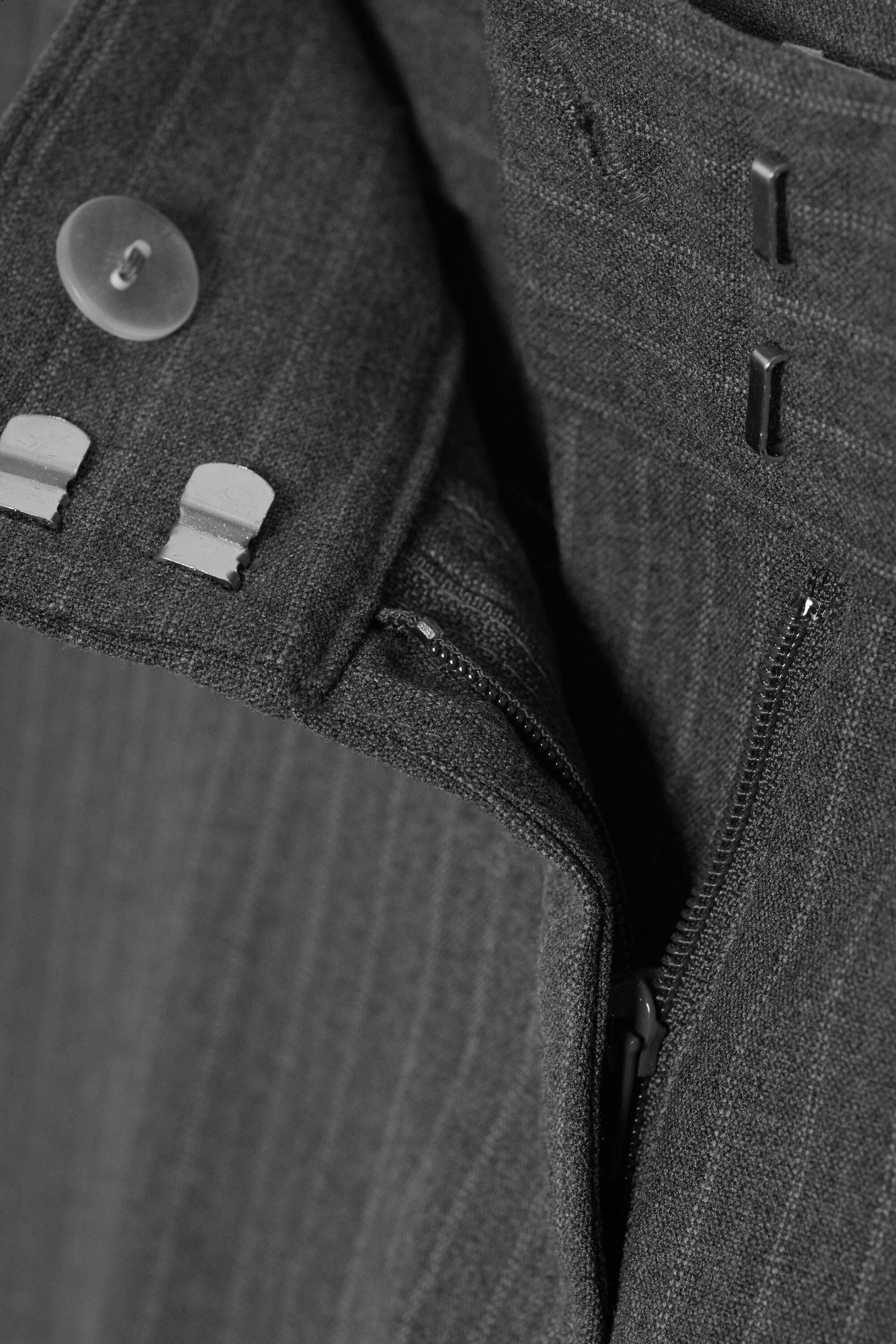 Dark Grey Melange Pinstripe - Cropped Flared Suiting Trousers - 2