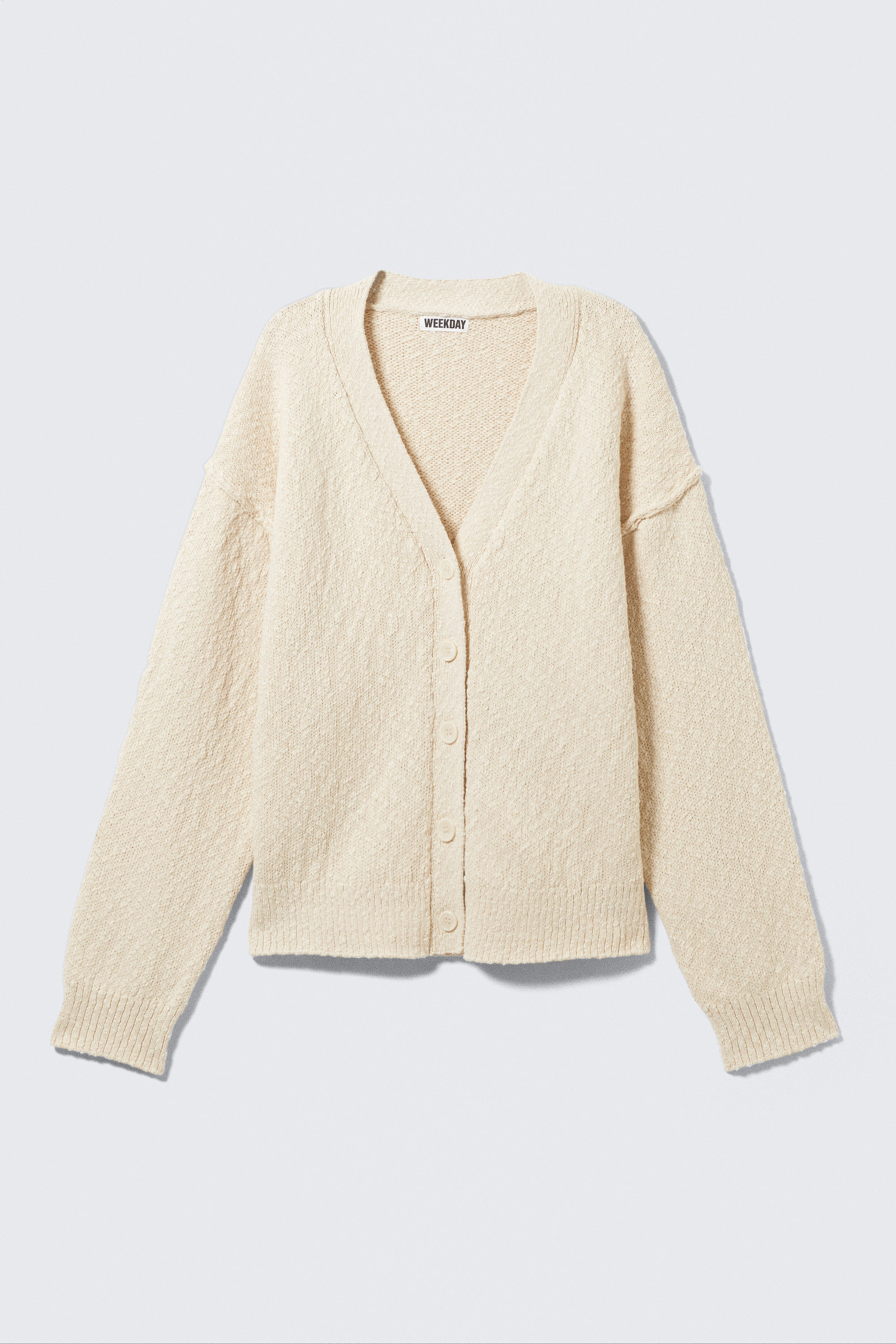 Light Beige - Knitted Cotton Cardigan - 3