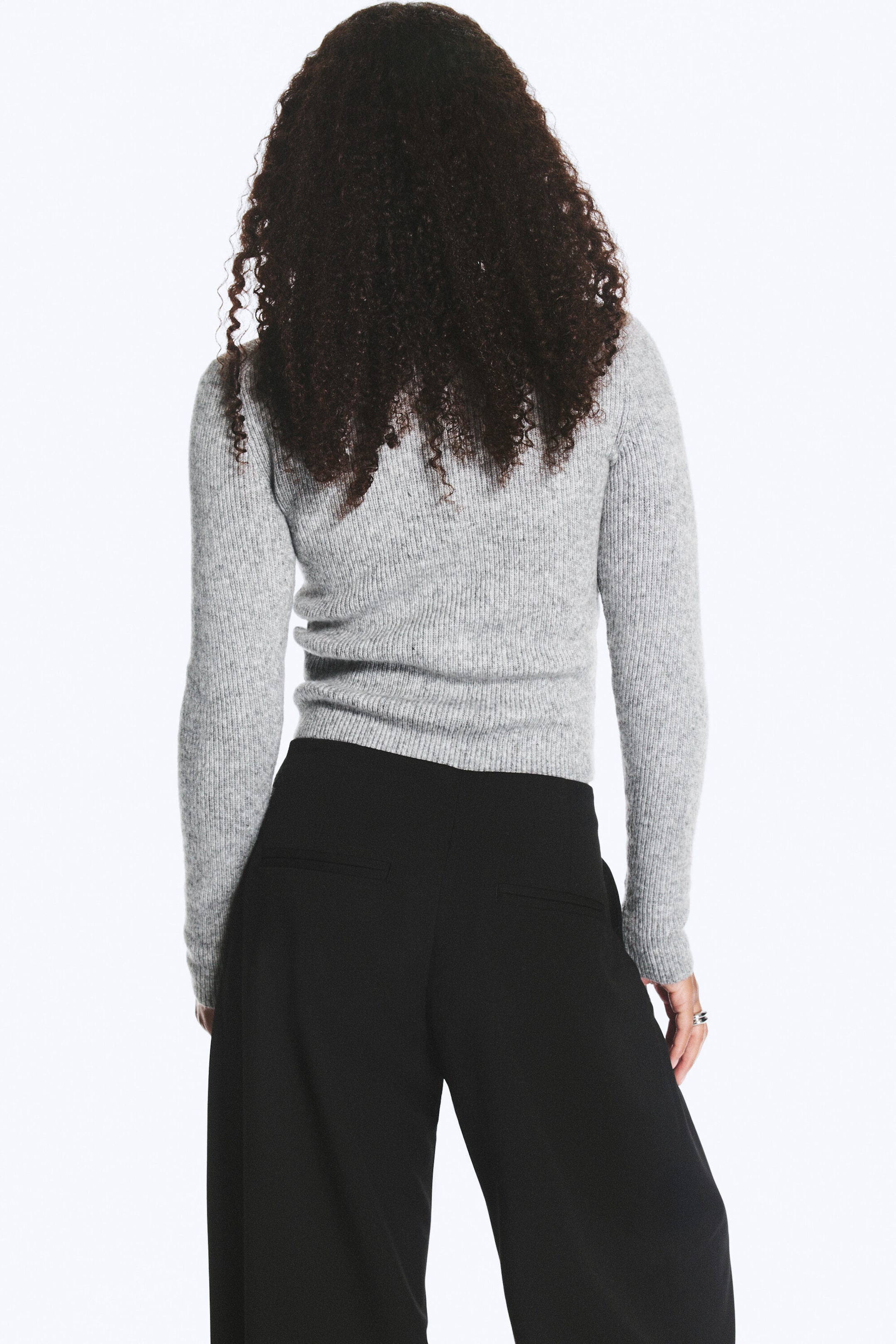 Grey Melange - Knitted Cardigan - 3