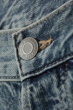 Torn Blue - Medium Blue - Astro Mid Rise Loose Baggy Leg Unisex Jeans - 1