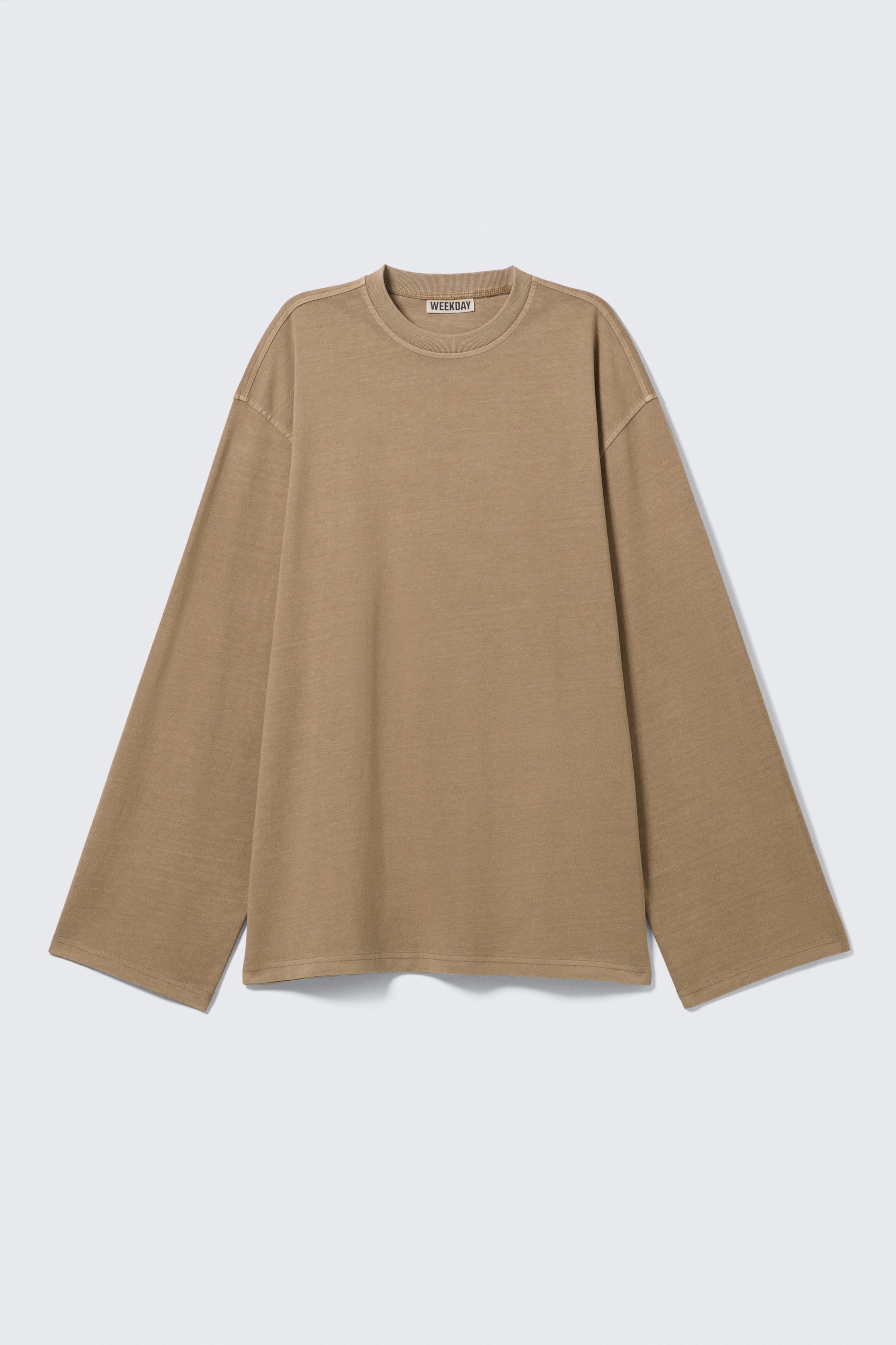 Washed Dark Beige - Oversized Long Sleeve T-shirt - 3