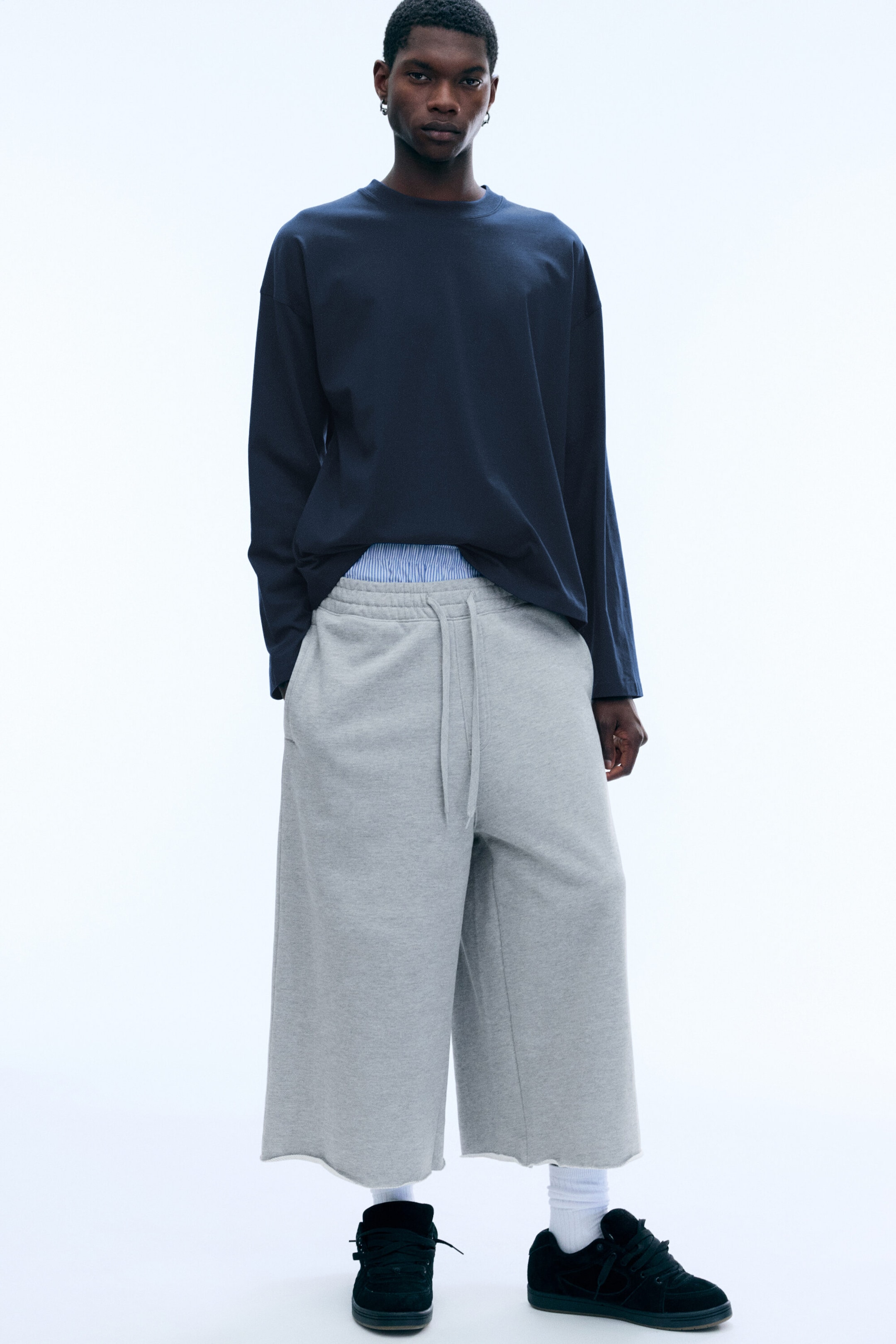 Light Dusty Grey Melange - Pantalon de jogging baggy trois-quarts - 2