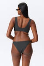 Dark Grey - Low Rise Ribbed Brazilian Bikini Bottoms - 3