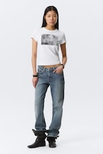 White - Misty Face - Boxy Printed Short-Sleeved T-shirt - 1