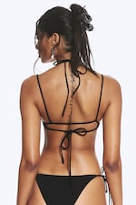 Noir - Haut de bikini lanières à nouer - 2