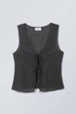 Dark Grey - Fitted Vest Top - 0