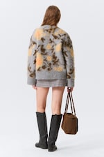 Grey Melange - Jacquard - Relaxed Brushed Jacquard Knit Sweater - 2