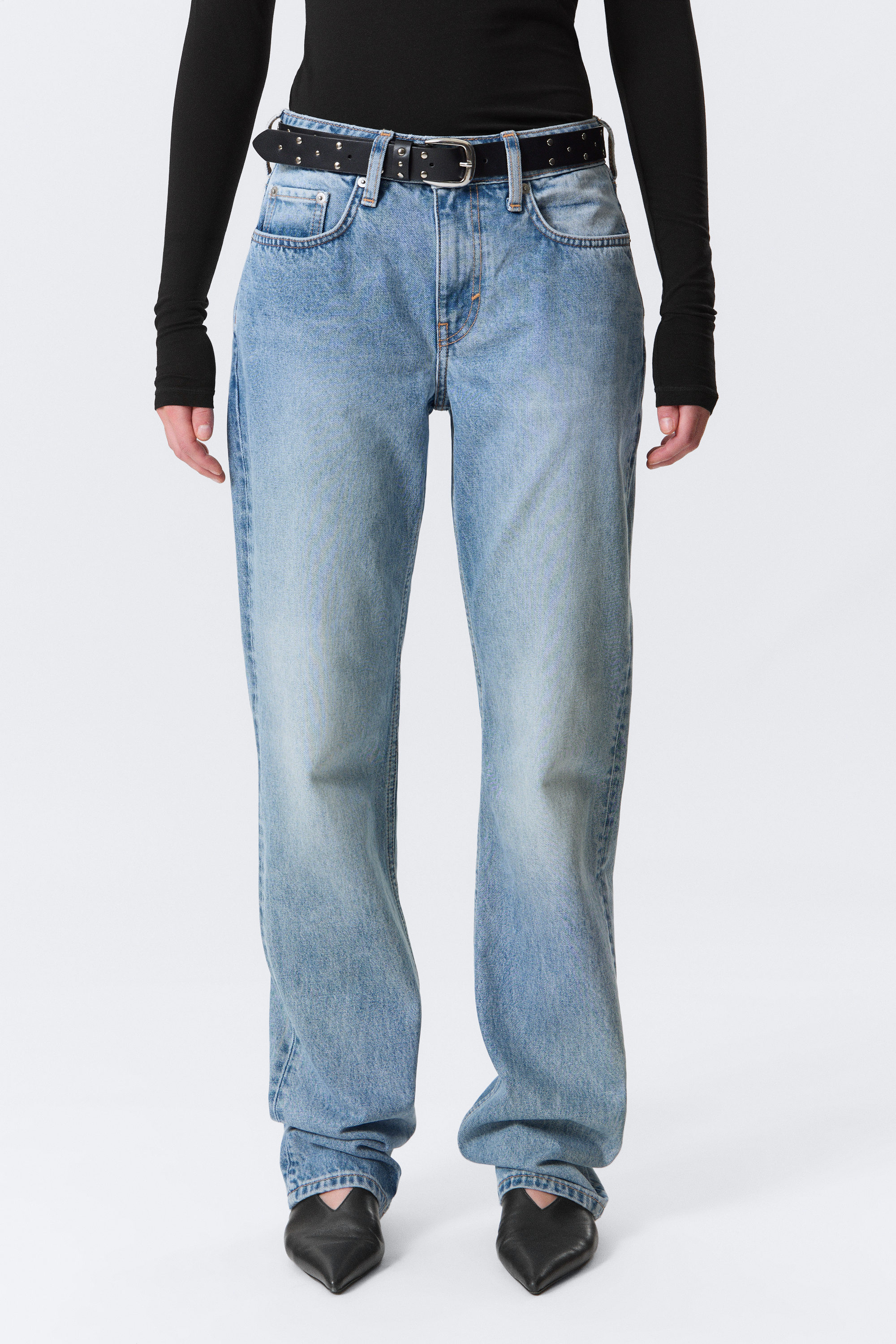 Eighteen Blau - Mittelblau - Pin Mid Waist Regular Straight Leg Jeans - 2