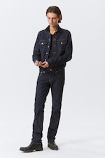 Blue Rinse - Dark Blue - Fitted Denim Trucker Jacket - 2