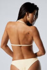 Light Yellow - Halter Scoop Neck Triangle Bikini Top - 2