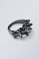 Dunkles silbernes Metall - Zackiger Ring - 0