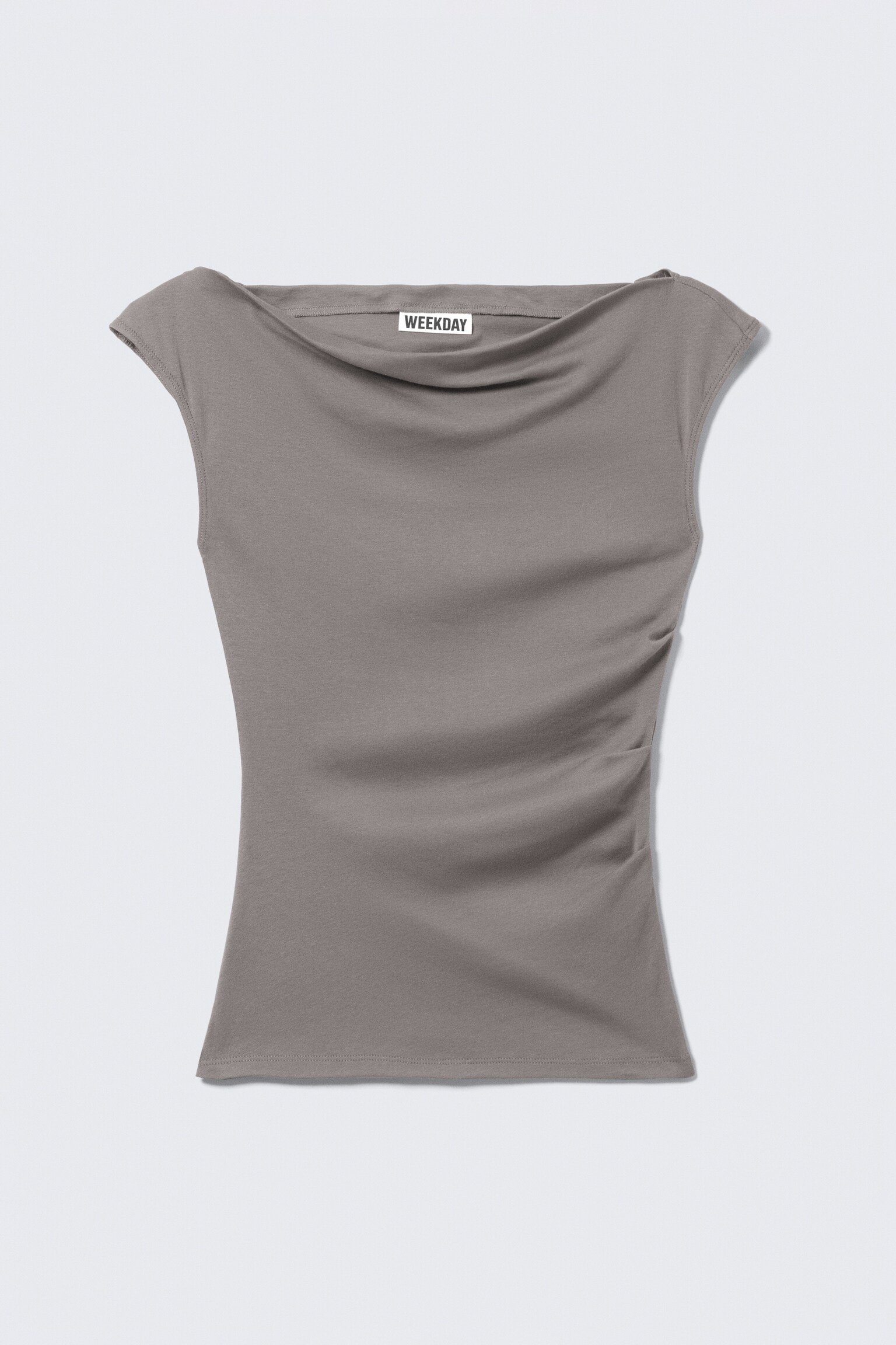 Wide-Shoulder Cotton Top - Grey/Black - 2