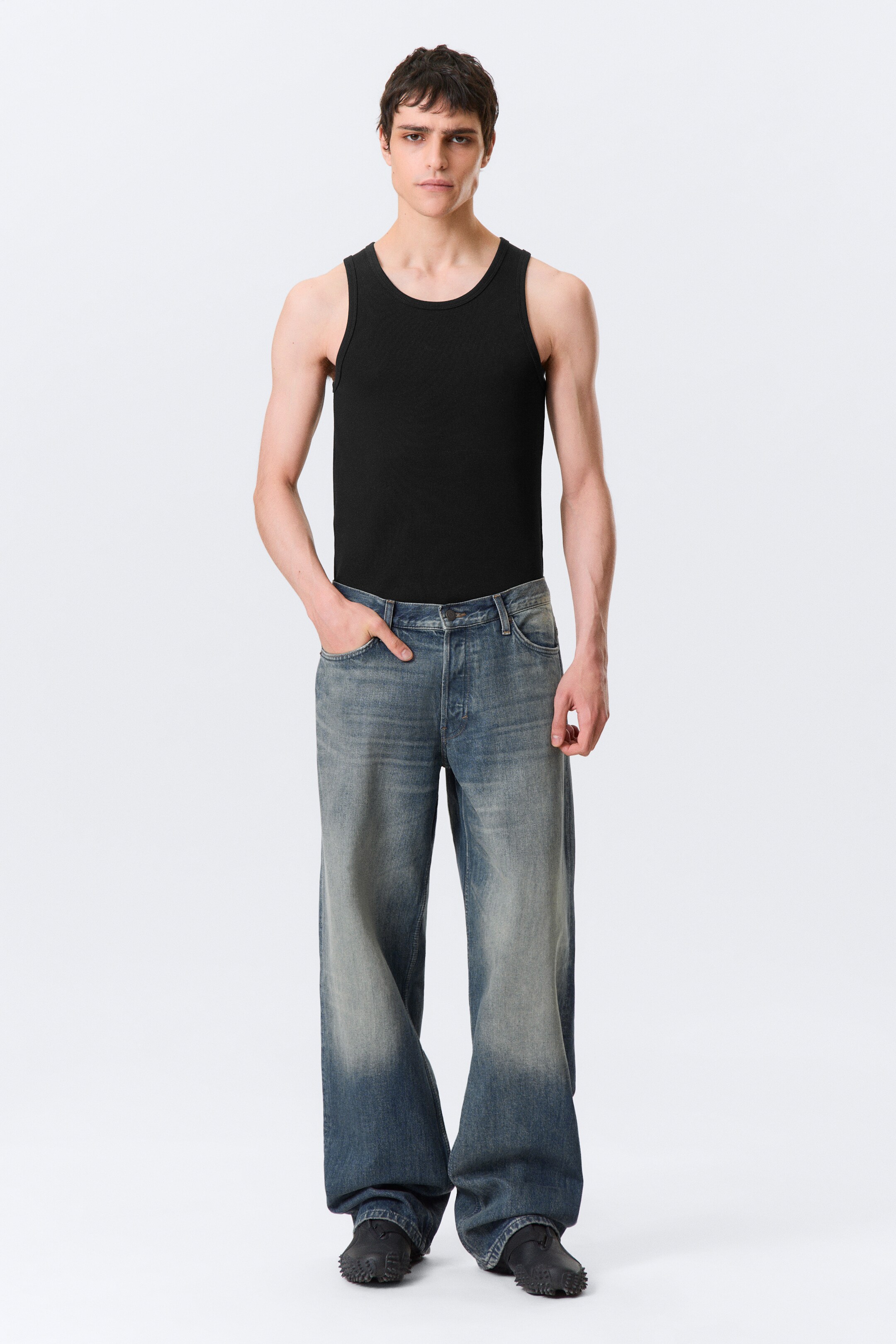 Ver imagem maior: Calças de ganga direitas de cintura descida Sphere - Azul Báltico - Azul-escuro - HOMEM | H&M PT 2