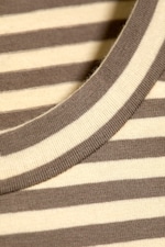 Striped Yellow/Mole - Round Neck Three-Quarter Sleeve Top - 4