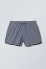 Dusty Blue - Structured Mid-Thigh Swim Shorts - 0