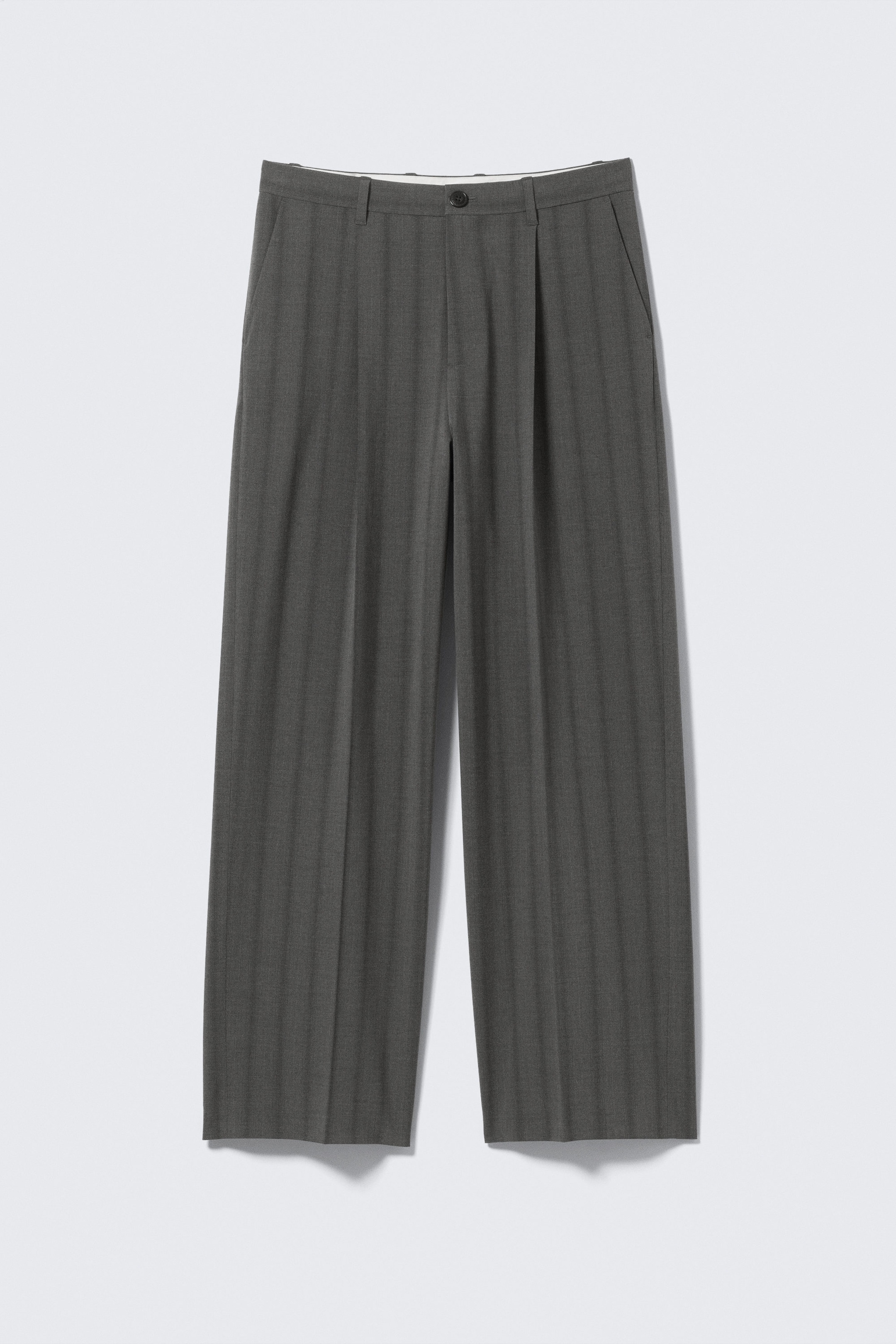Striped Grey - Uno Loose Suit Trousers - 1